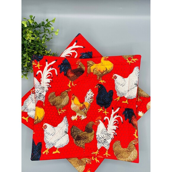 Set of 3 Chicken Microwave Soup Bowl Cozy Dinner Plate, And Pint Size Reversible - Picture 1 of 8